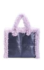 Stand Studio Lolita Faux Shearling-trimmed Faux-leather Tote