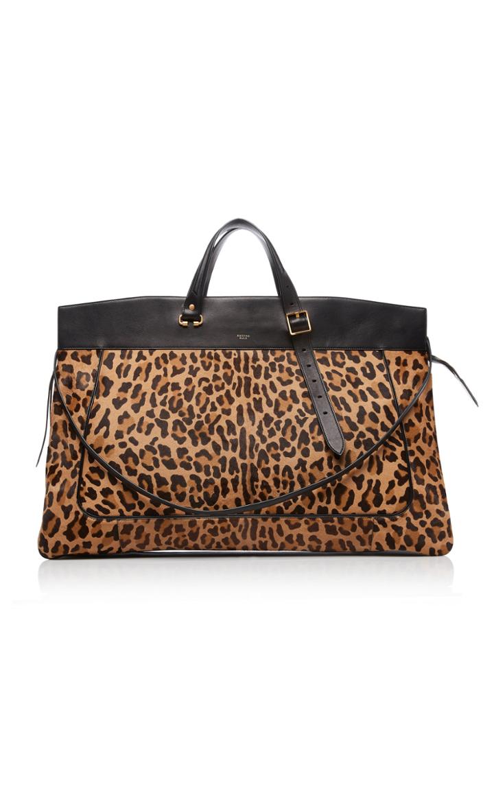 Rochas Maxi Leopard-printed Calfskin Flat Tote