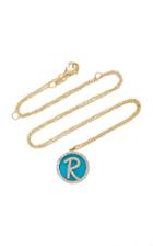 Names By Noush Treasure Disk Roman Initial Necklace With Turquoise Gemstone