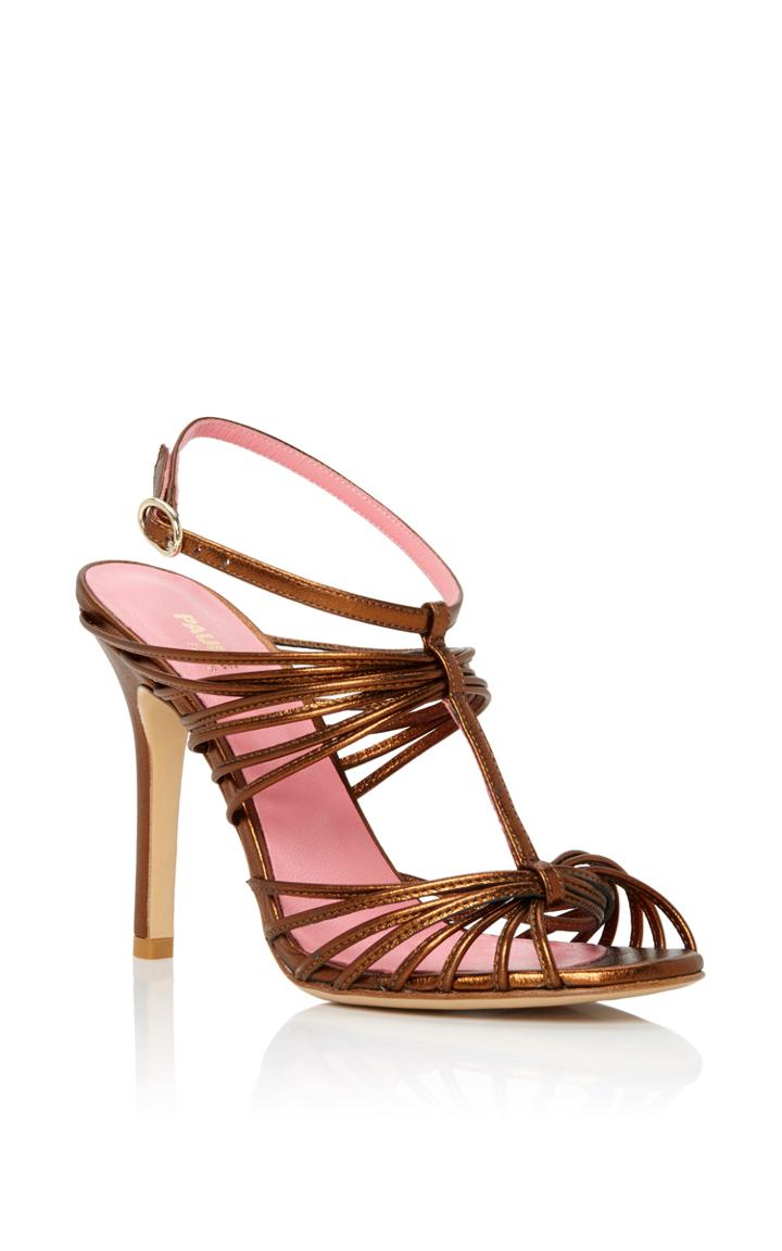 Paule Ka Bronze Strappy Open Toed Sandal Pumps