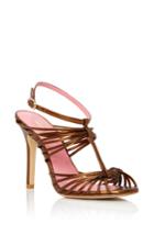 Paule Ka Bronze Strappy Open Toed Sandal Pumps