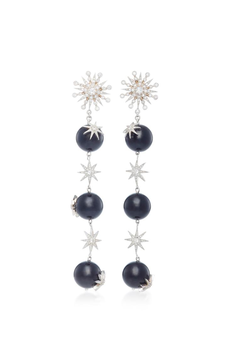 Colette Jewelry White Gold Star Ball Long Earrings