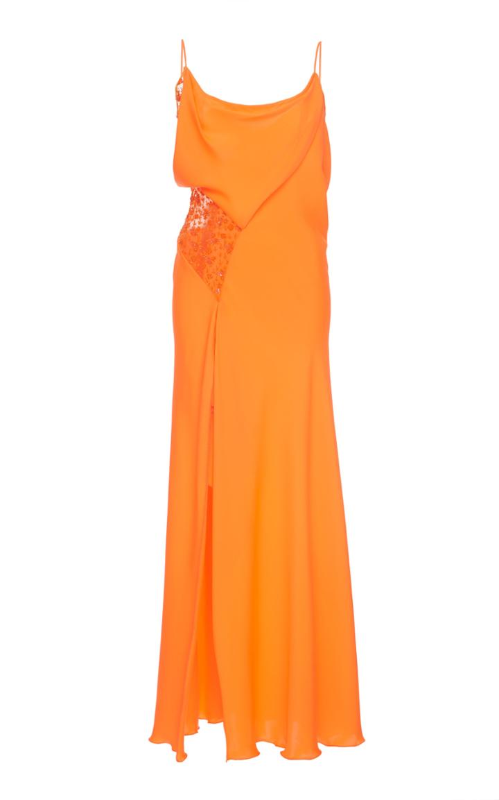 Versace Draped Satin Cocktail Midi Dress
