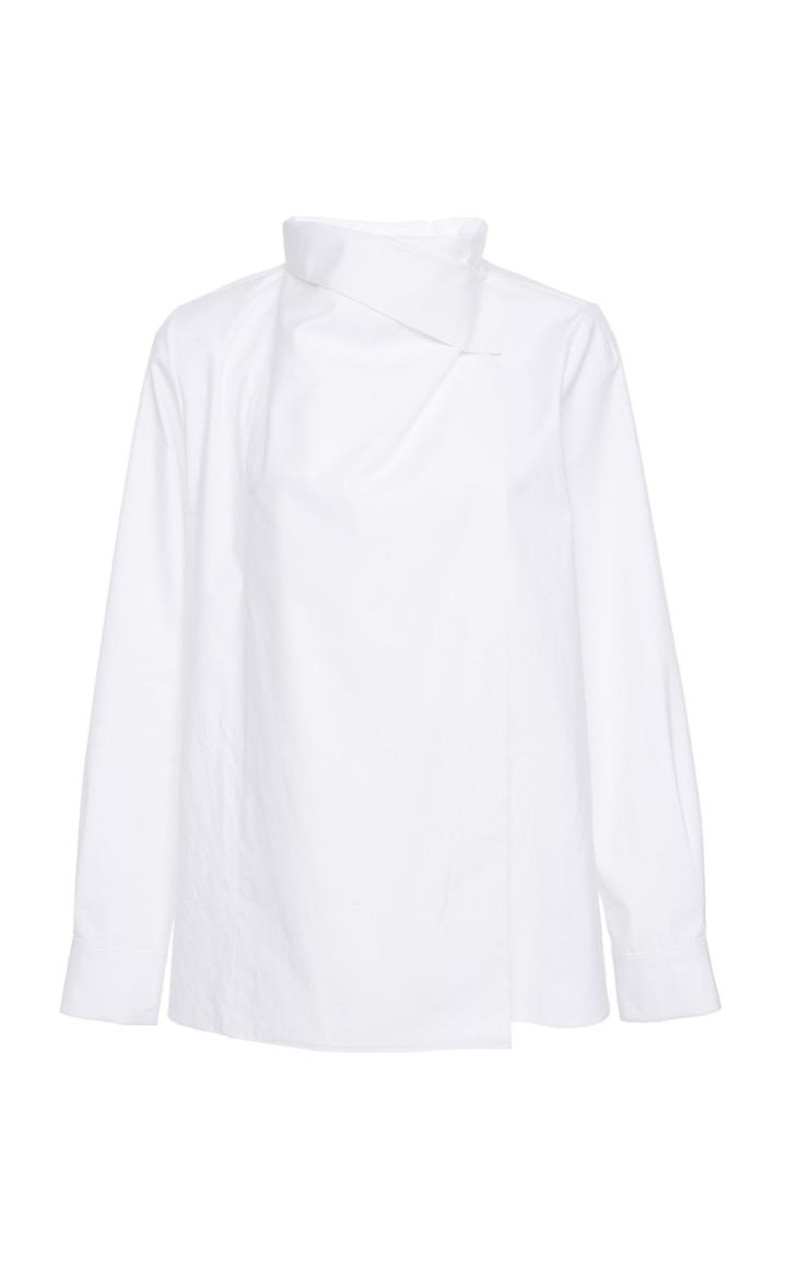 Adam Lippes Cowl Neck Cotton Poplin Blouse