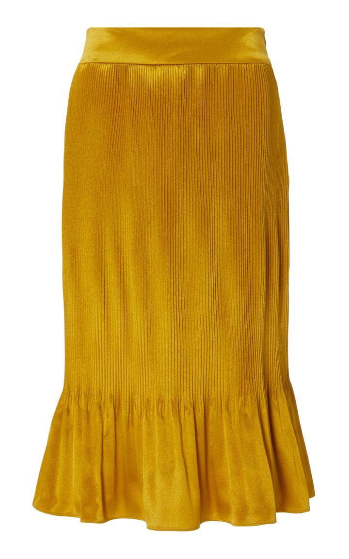 Galvan Bausch Pleated Satin-faille Midi Skirt