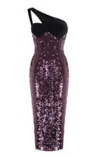 Rasario Purple Sequin One Strap Dress