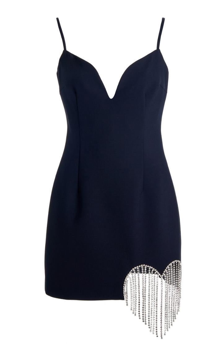 Area Crystal-trimmed Wool-crepe Mini Dress
