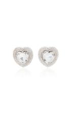 Moda Operandi Alessandra Rich Glass Crystal Heart Stud Earrings