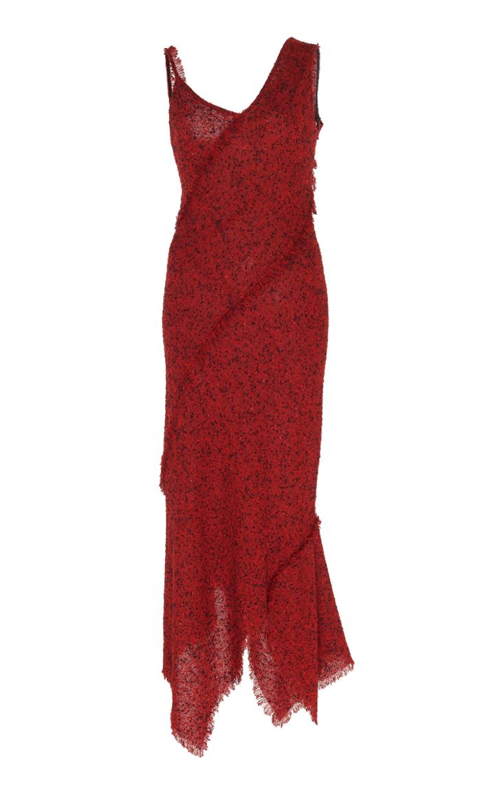Roland Mouret Amargo Asymmetrical Tweed Midi Dress