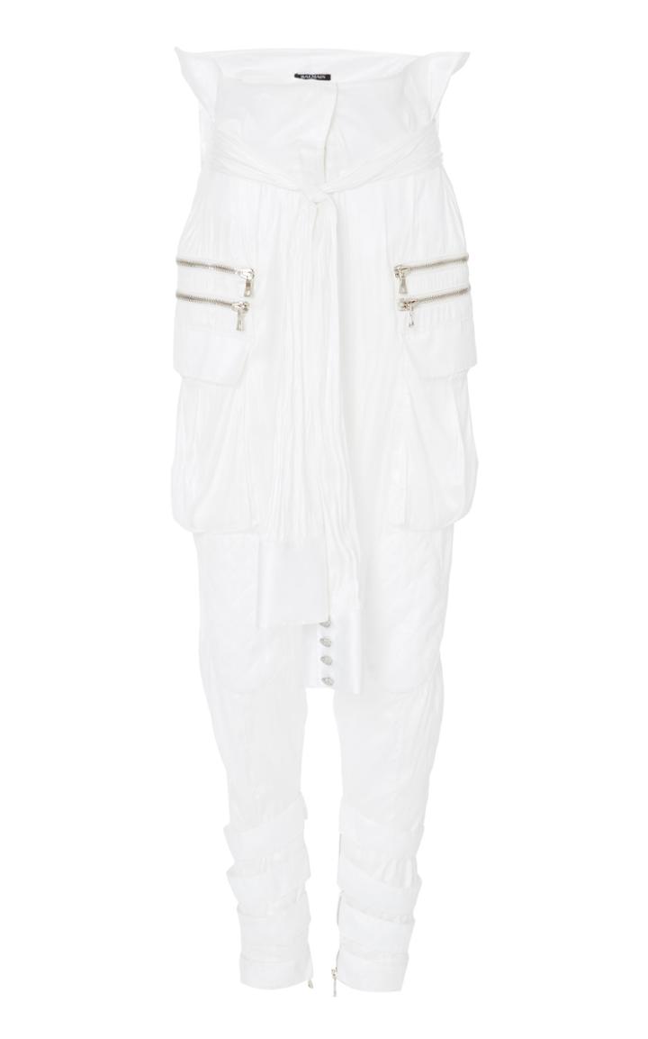 Balmain High-waisted Silk Cargo Pants
