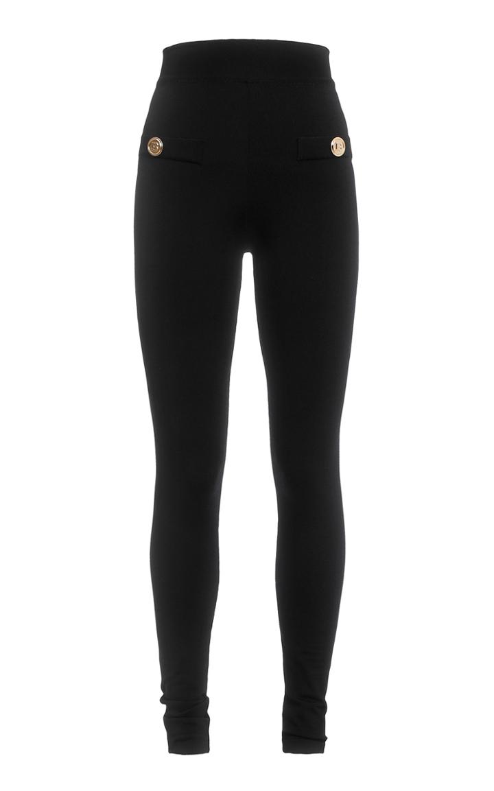 Moda Operandi Balmain Button-detailed Zipped Knit Leggings