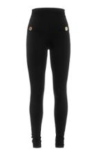 Moda Operandi Balmain Button-detailed Zipped Knit Leggings
