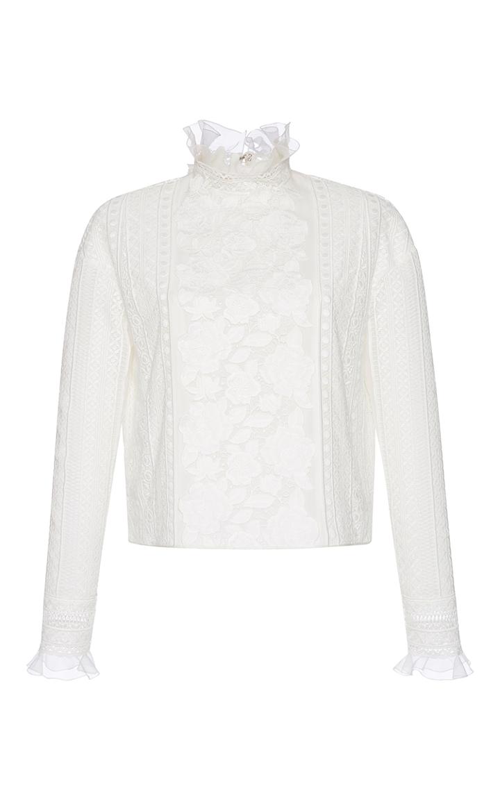 Giambattista Valli Ruffle Collared Lace Blouse