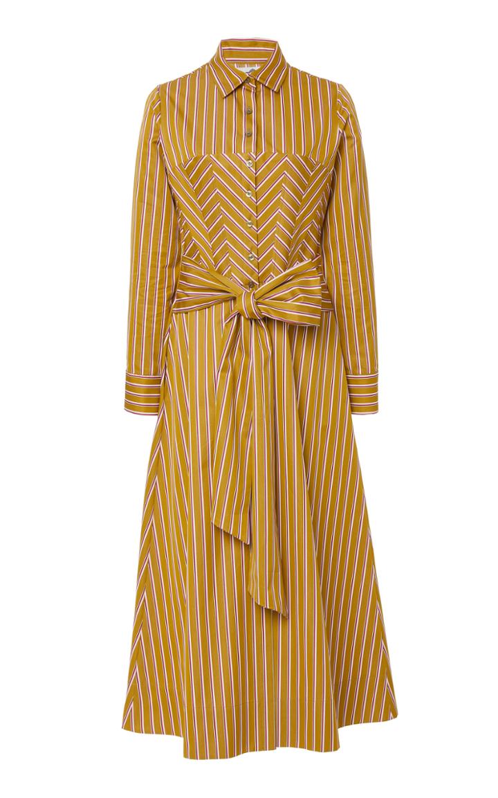 Evi Grintela Nicole Striped Cotton-poplin Midi Dress