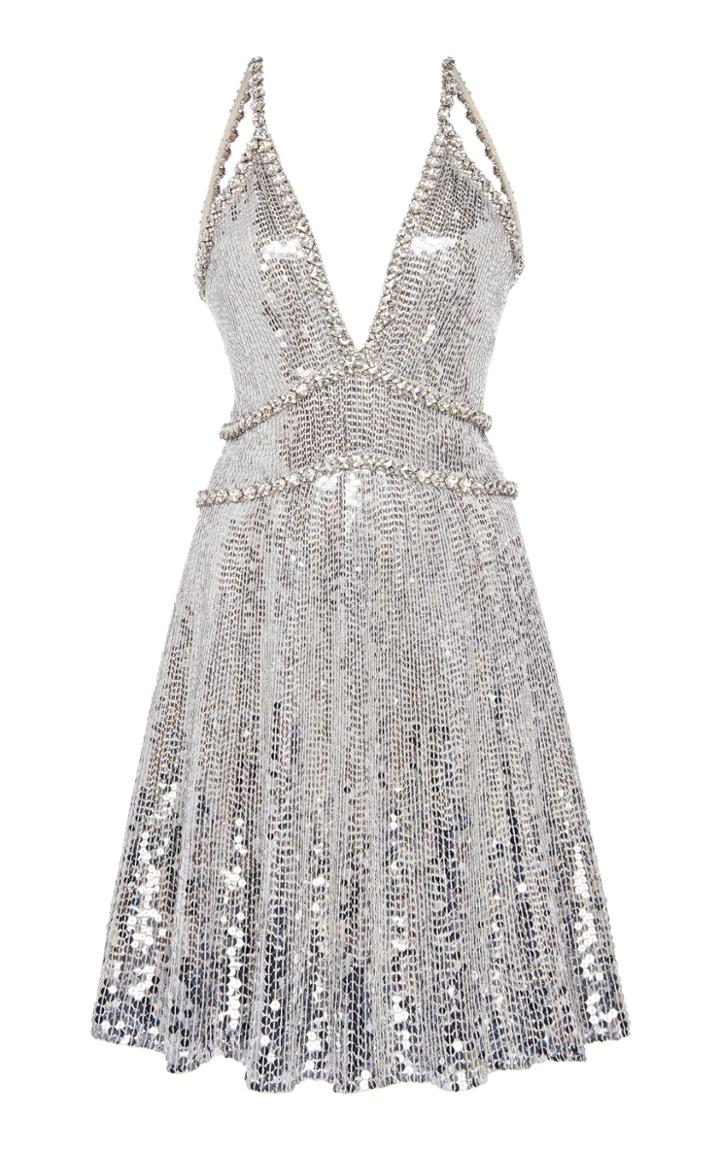 Moda Operandi Jenny Packham V-neck Sequined Mini Dress Size: 8