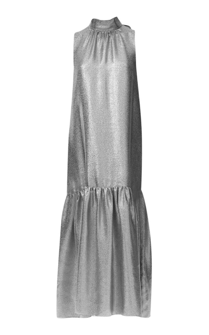 Tibi Metallic Lame Drop-waist Dress
