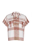 Bode Plaid Linen Bowling Shirt