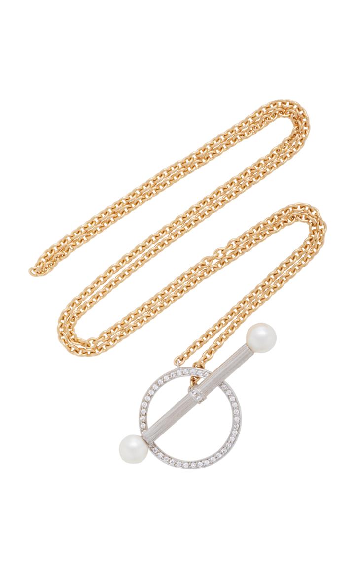 Yvonne Leon Barre 18k Gold Diamond And Pearl Necklace