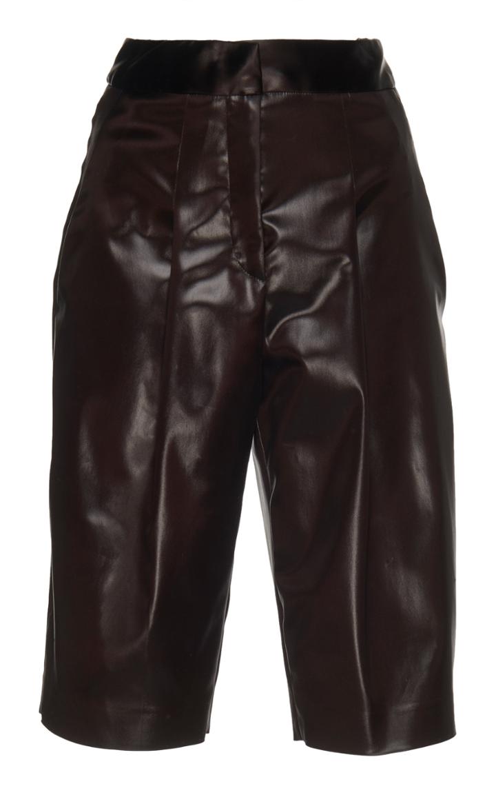 Olivier Theyskens Front Pleated Leather Short