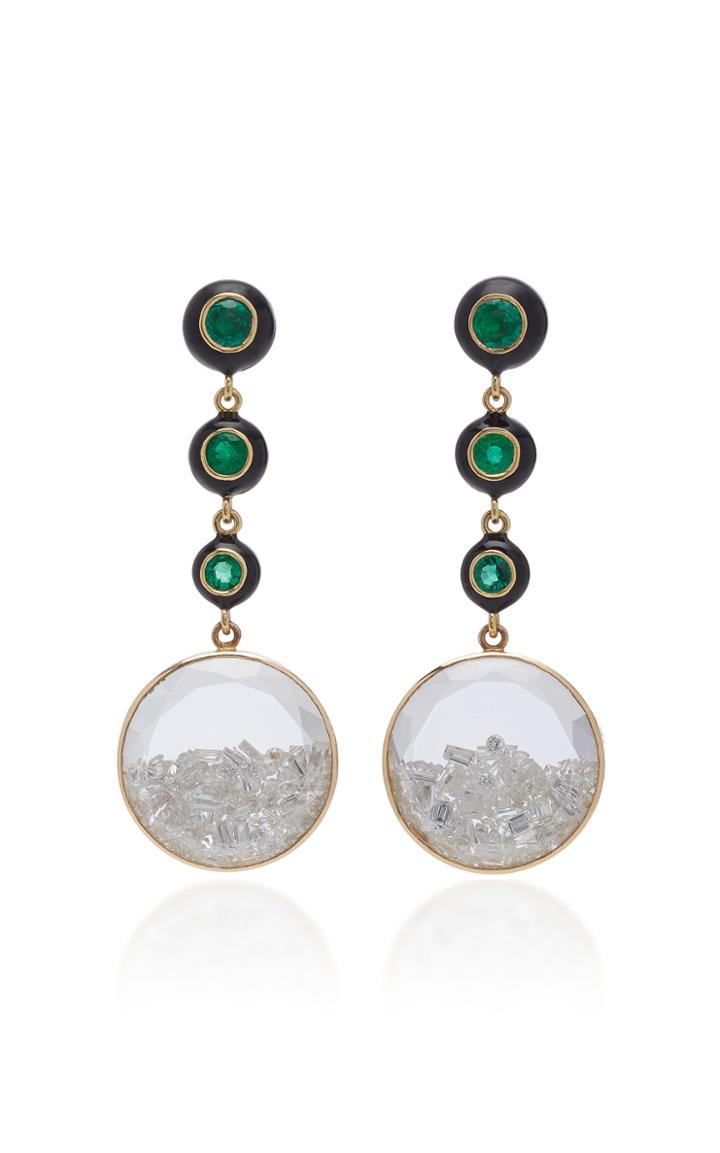 Moritz Glik 18k Gold Enamel Multi-stone Earrings