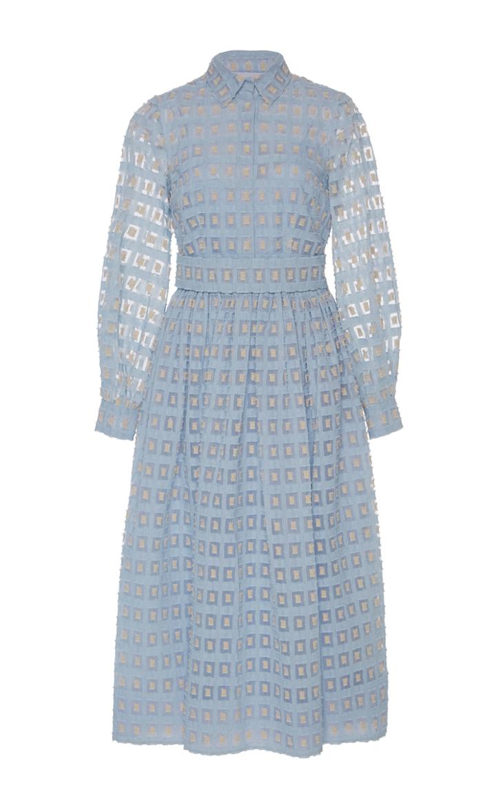 Luisa Beccaria Sheer Jacquard Midi Shirt Dress