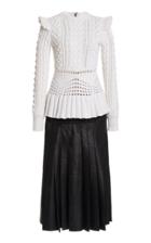Moda Operandi Gabriela Hearst Elisa Cable-knit Cashmere And Leather Midi Dress