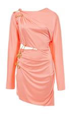 Versace Cutout Embellished Draped Satin Mini Dress
