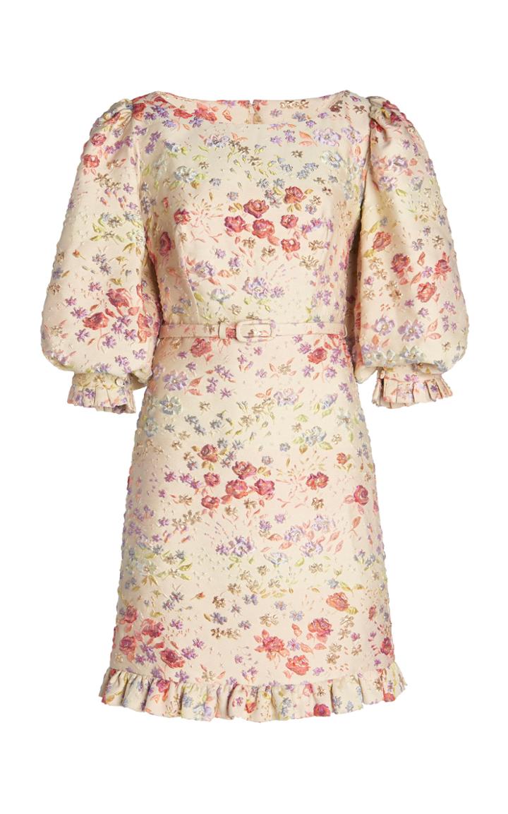 Moda Operandi Costarellos Janadie Ruffled-trimmed Floral Brocade Mini Dress