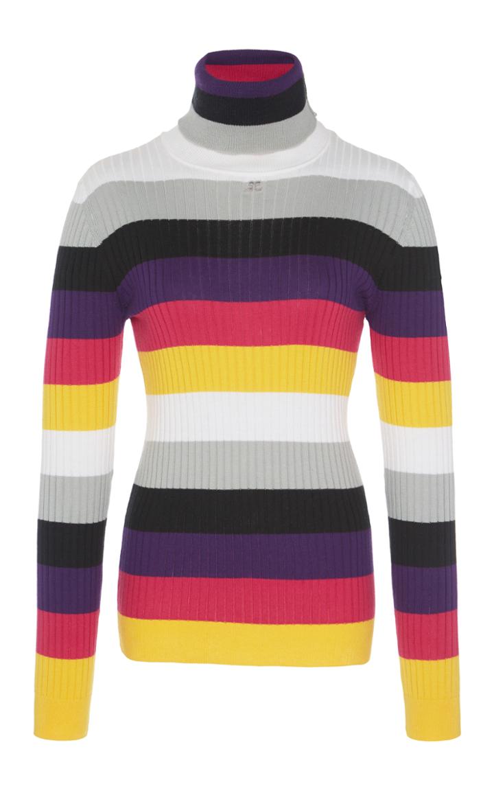 Courrges Stripped Turtle Neck Top