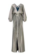 Elizabeth Kennedy Plunging Neckline Gown With Oversized Sleeves
