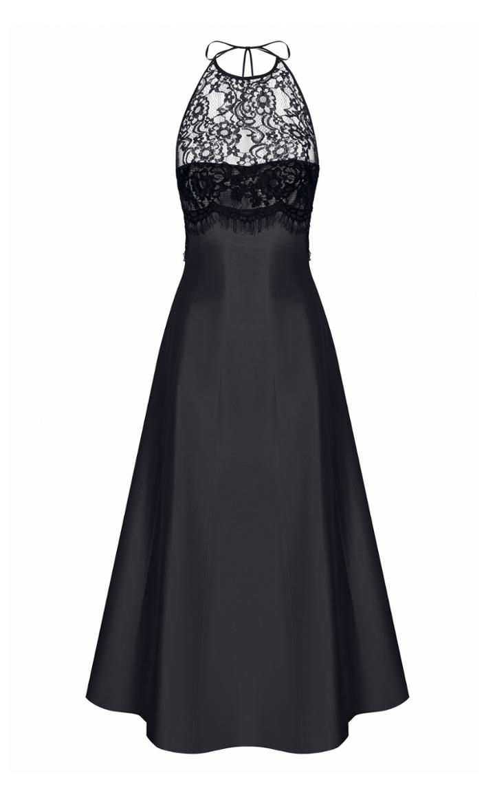 Rasario Open Back Silk And Lace Midi Dress