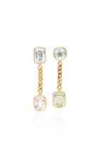 Objet-a Curb 18k Gold, Aquamarine And Morganite Earrings