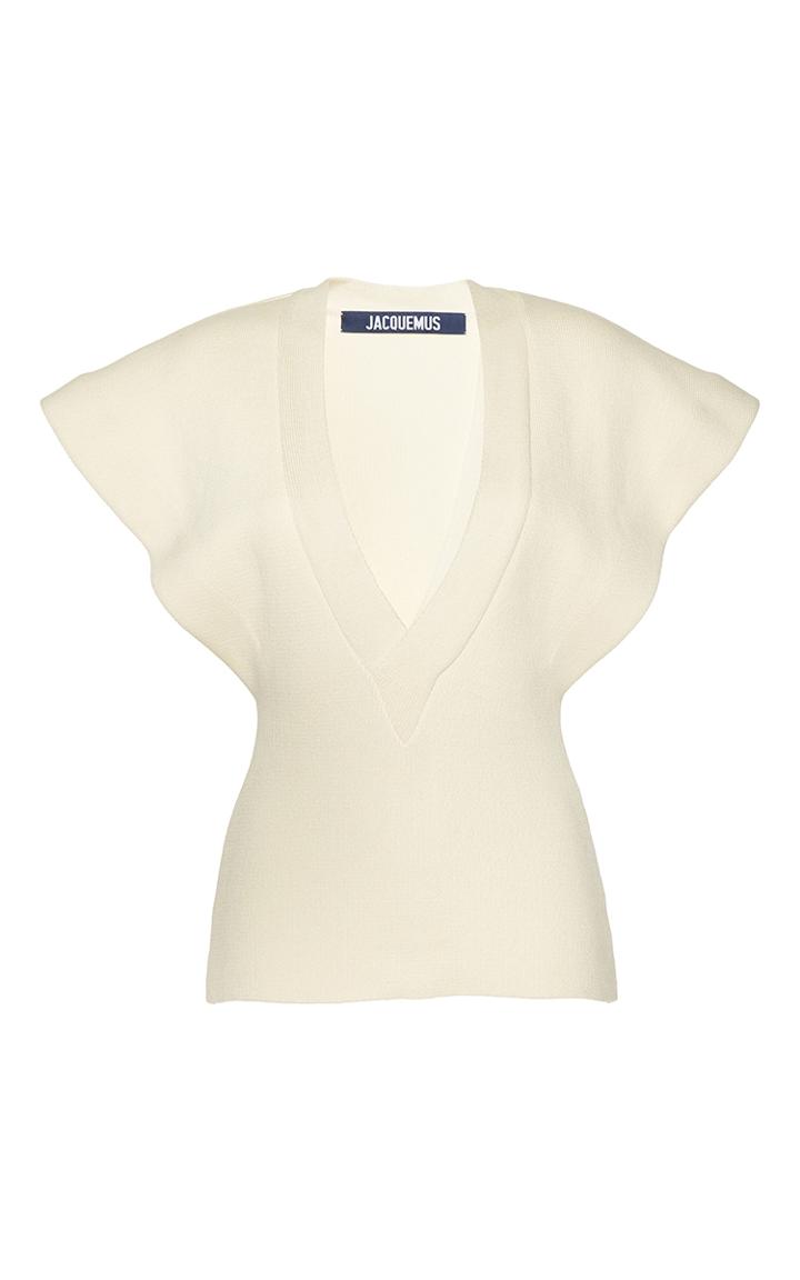Jacquemus Cap Sleeve Ribbed Blouse
