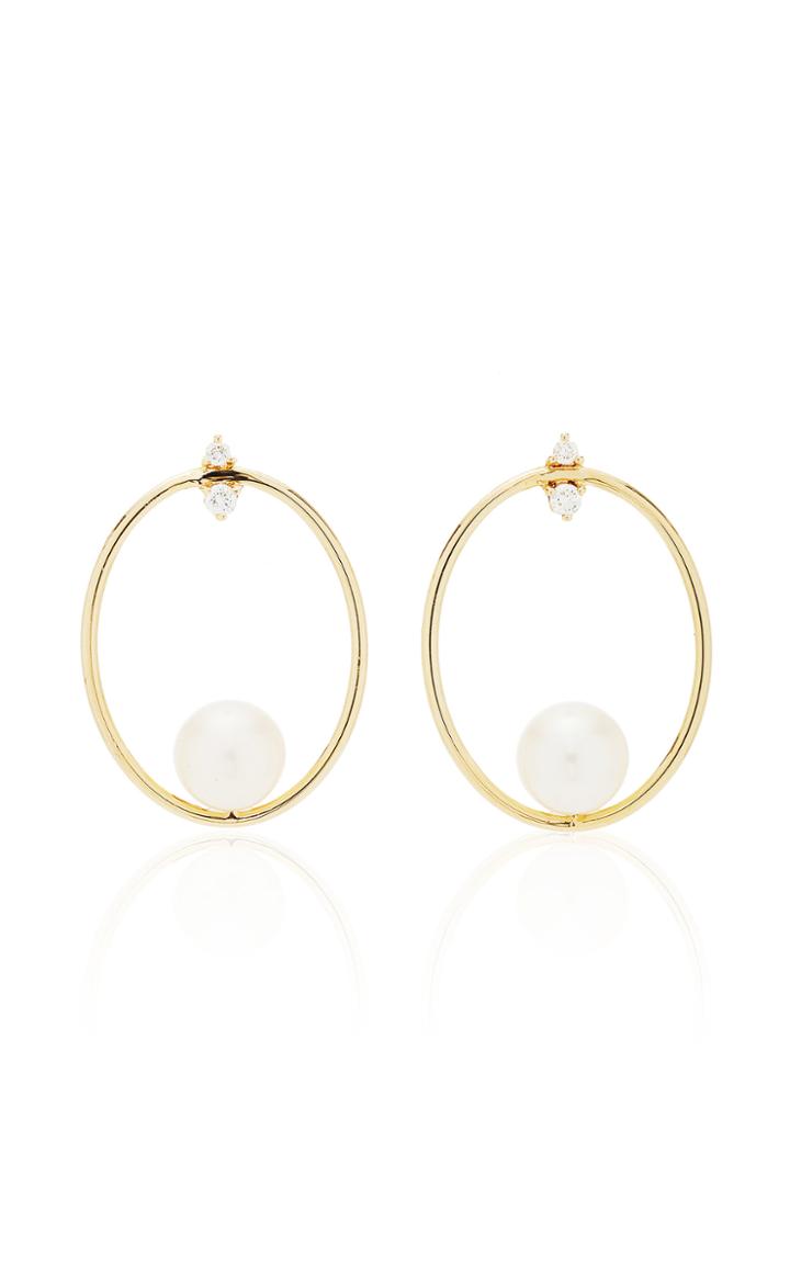 Moda Operandi Mizuki Small Oval Pearl Drop Earrings