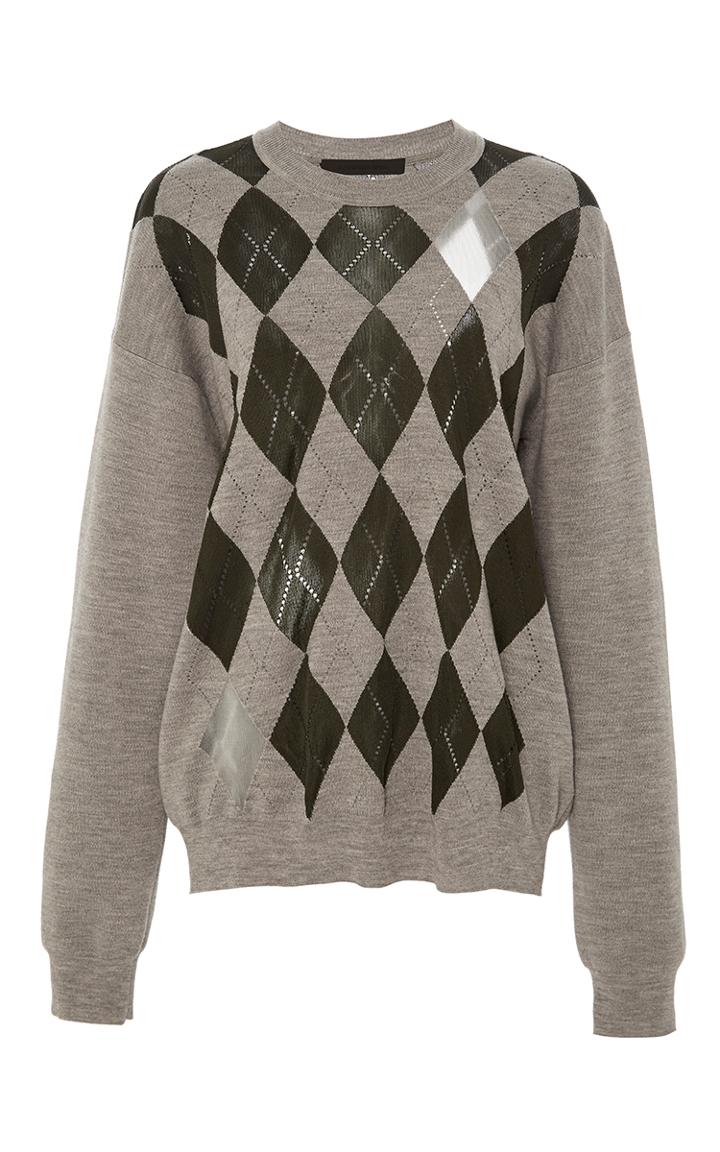 Alexander Wang Sheer Intarsia Argyle Pullover