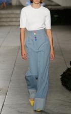 Carolina Herrera Wide Leg Cuffed Denim Trousers