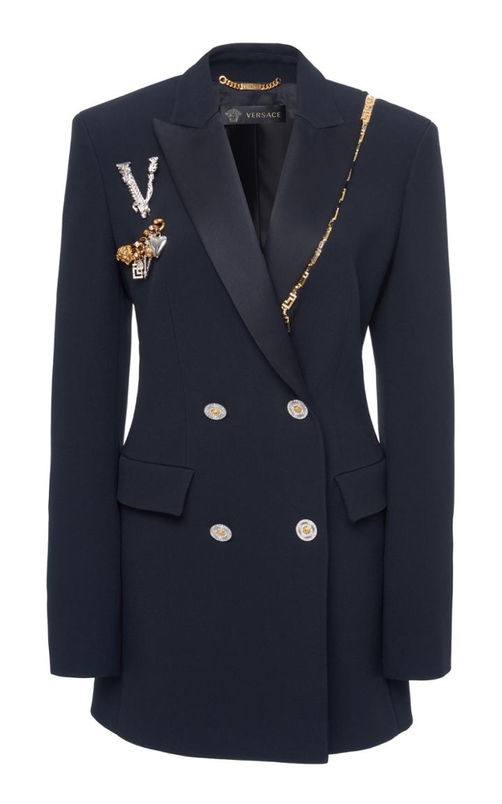 Versace Crepe Draped Chain Blazer