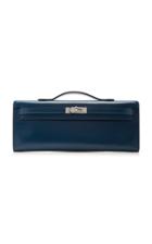 Herms Vintage By Heritage Auctions Herms Blue Abysse Calf Box Leather Kelly Cut Clutch