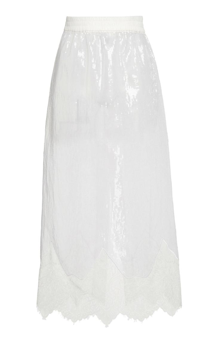 Pushbutton Sequin Midi Skirt