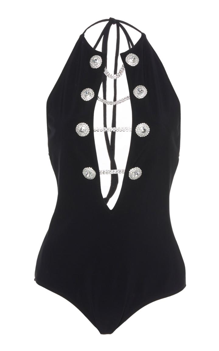 Alessandra Rich Embellished Cotton-blend Swimsuit