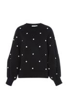 Oscar De La Renta Faux Pearl-embellished Cotton-jersey Sweatshirt