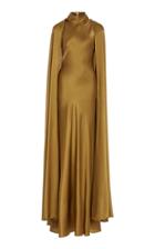Ellery Cape-effect Metallic Stretch-silk Satin Gown