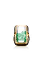 Moda Operandi Moritz Glik 18k Yellow Gold Emerald And Enamel Cocktail Shaker Ring