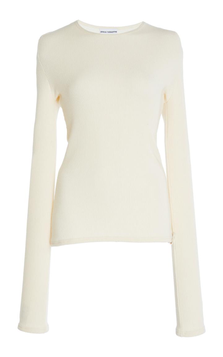 Paco Rabanne Ribbed Wool Knit Top
