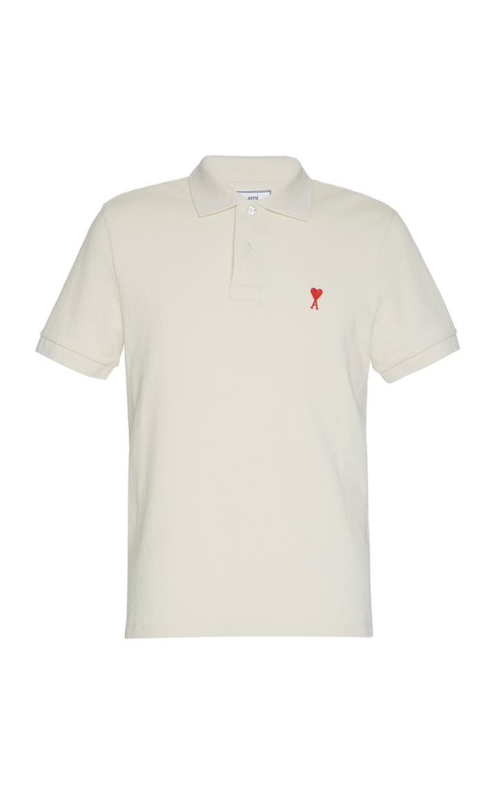 Ami Logo-embroidered Cotton-pique Polo