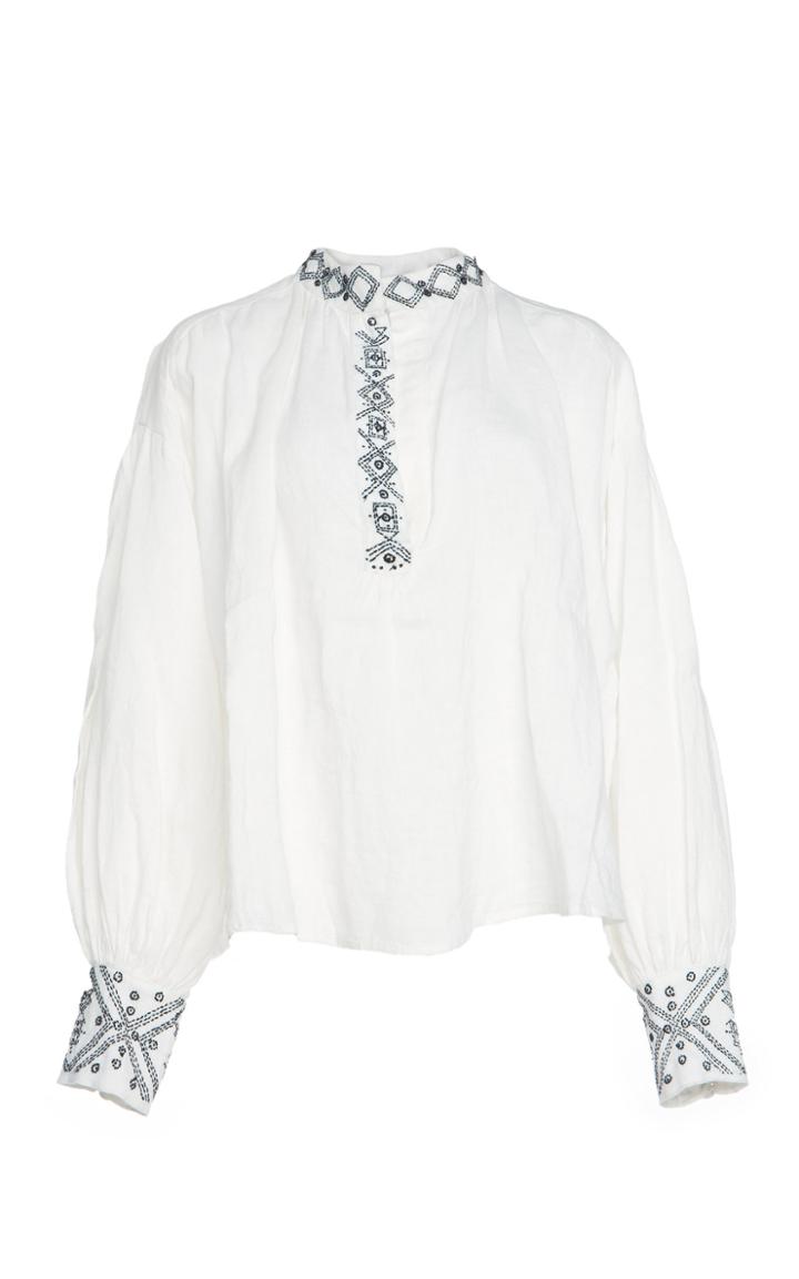 Alix Of Bohemia Limited Edition Romer Hand-embroidered Linen Blouse