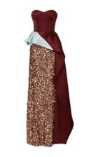 Elizabeth Kennedy Strapless Gown With Bi-colored Peplum And Cascade Train