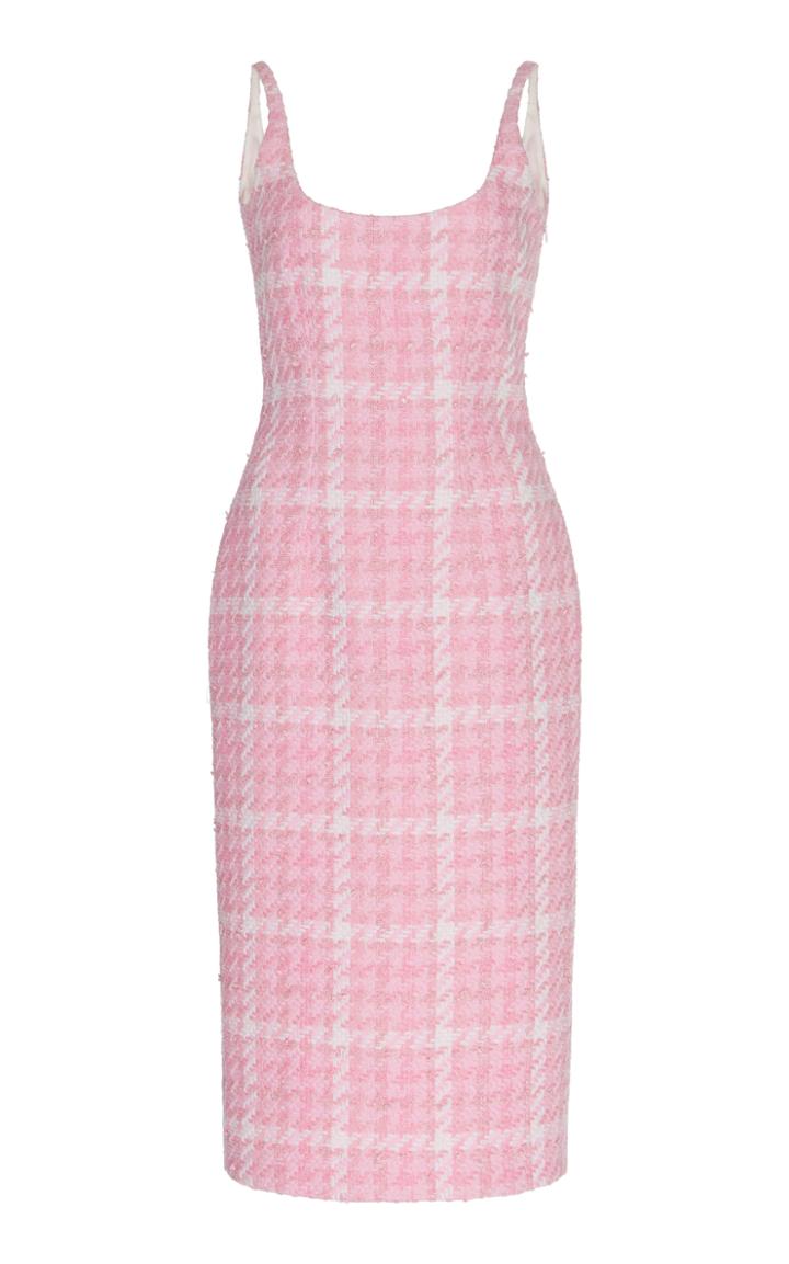 Alessandra Rich Houndstooth Tweed Midi Dress