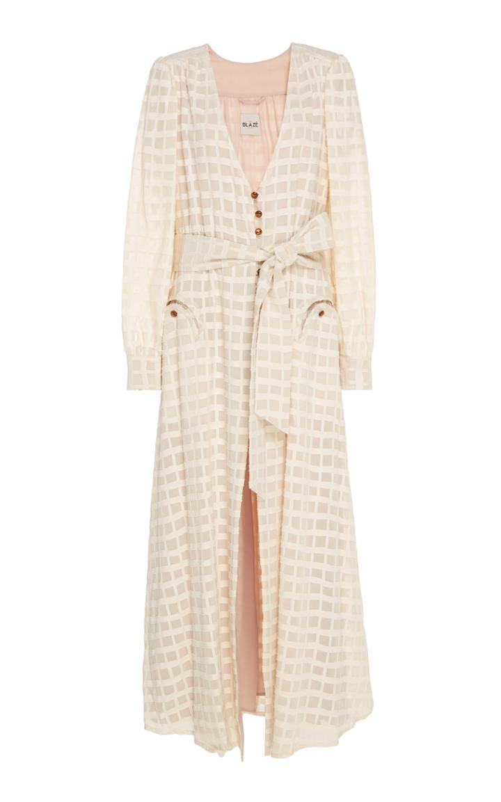 Blaz Milano Sirocco Belted Cotton-blend Fil-coup Midi Dress
