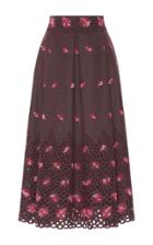 Luisa Beccaria Floral Embroidered Eyelet Skirt